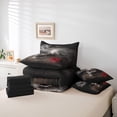 thumbnail image 6 of jejeloiu Gothic Skulln Bedding Comforter Set 7-Piece,Red Flower Rose King Bedding Sets,Vintage Skeleton Bed Sheets For Men Women,Microfiber Bedroom Decor Reversible, 6 of 8