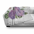 thumbnail image 2 of Flowers Insects Soft Flannel Fleece Blanket, Watercolor Illustration of Hydrangea Leaves and Butterflies, Cozy Plush for Indoor and Outdoor Use, 70" x 90", Peacock Green Multicolor, by Ambesonne, 2 of 5