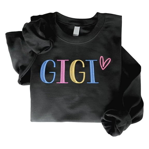 GODMERCH Embroidered Gigi Sweatshirt, Gifts Birthday Mothers Day for Gigi, Embroidery Crewneck Sweatshirts for Women