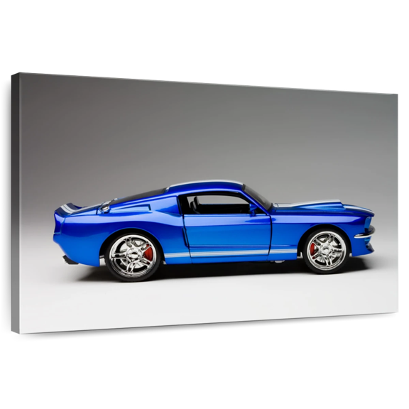 Elephant Stock Old Blue Sports Car Wall Art - Horizontal Canvas Wall Art - Bedroom Wall Decor - Transportation Canvas - Blue And Gray Decor - 12" x 8"