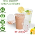 thumbnail image 3 of 16 Oz. Clear Plastic Cups with Flat Lids - Disposable Clear Drinking Cups for Iced Coffee, Cold Drinks, Milkshakes, and Smoothies.…, 3 of 8