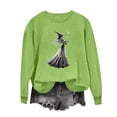 thumbnail image 5 of Mifsaly Halloween Sweatshirt Vintage Witch Graphic Long Sleeve Pullover Tops Crewneck Casual Fall Holiday Party Slouchy Sweatshirts Mint Green,XL, 5 of 5