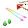 Multi-Sensory Musical Instrument Pack - Pyramid Drum Pad Red w/ Rainbow Light Up Firesticks Drumsticks & Green Egg Shaker Pair Hand Percussion