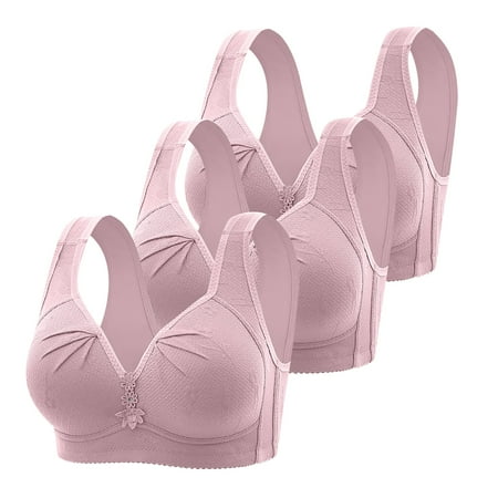 Weikingp Bras for Women  Adjustable Shoulder Straps Thin without Bra Breathable Back Underwear Gathered Bra Bralettes for Women Plus Size Lingerie Clearance Pink 44