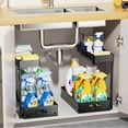 thumbnail image 2 of DELAMU 2-TIER L-shape Under Cabinets Storage, Under Sink Organizer Pull out Drawer Organization and Storage for Bathroom, Kitchen, Laundry Room, 2 Pack, Black, 2 of 6