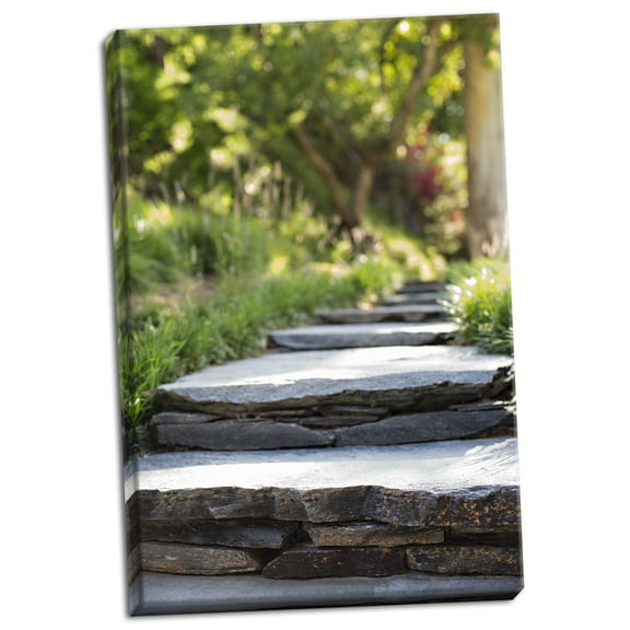Gango Home Decor Contemporary Layered Stone Path by Karyn Millet (Ready to Hang); One 24x36in Hand-Stretched Canvas