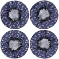 thumbnail image 2 of Shower Caps,Dark Blue Sun Moon Cloud Planet Pattern Waterproof Shower Cap for Women 4 Pieces,Double Reusable Hair Cover for Shower PEVA Elastic Stretch Hem, 2 of 7