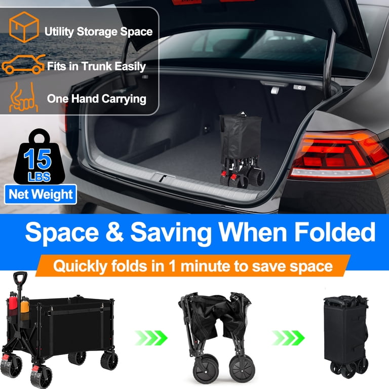 Camkey Heavy Duty Collapsible Folding Wagon, All-Terrain Wheels photo 8