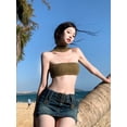 thumbnail image 1 of VISgogo mujeres de punto cuello Halter Bandeau Tops verano Color sólido sin mangas espalda descubierta Crop Tops Party Club Wear VISgogo moda, 1 of 2