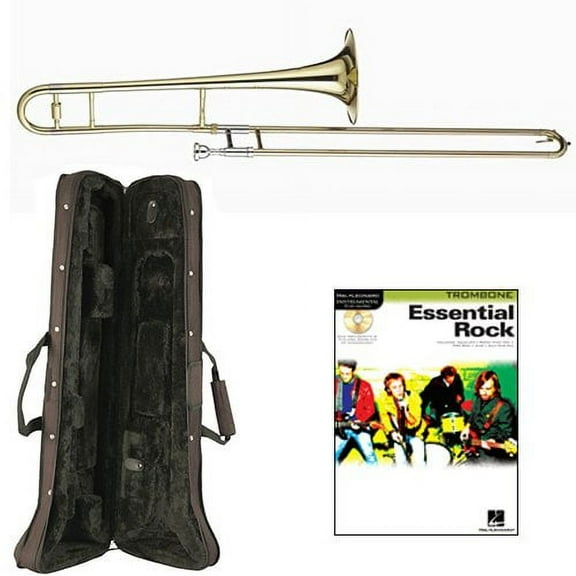 Essential Rock Bb Tenor Slide Trombone Pack - Includes Trombone w/Case & Accessories & Play Along Book