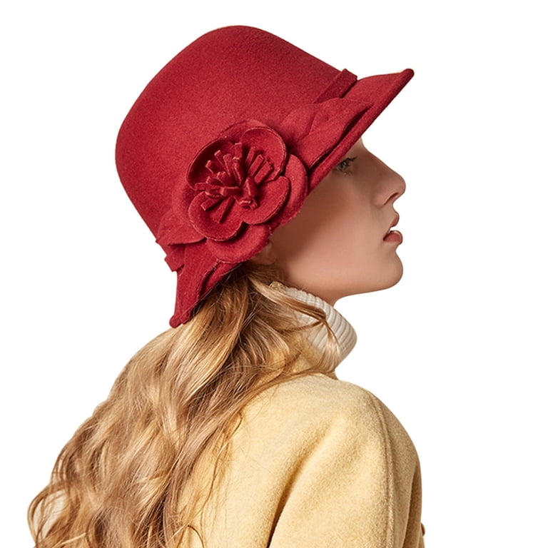 WNEGSTG Winter Cloche Bucket Hat for Women Wool Elegant  display picture 1