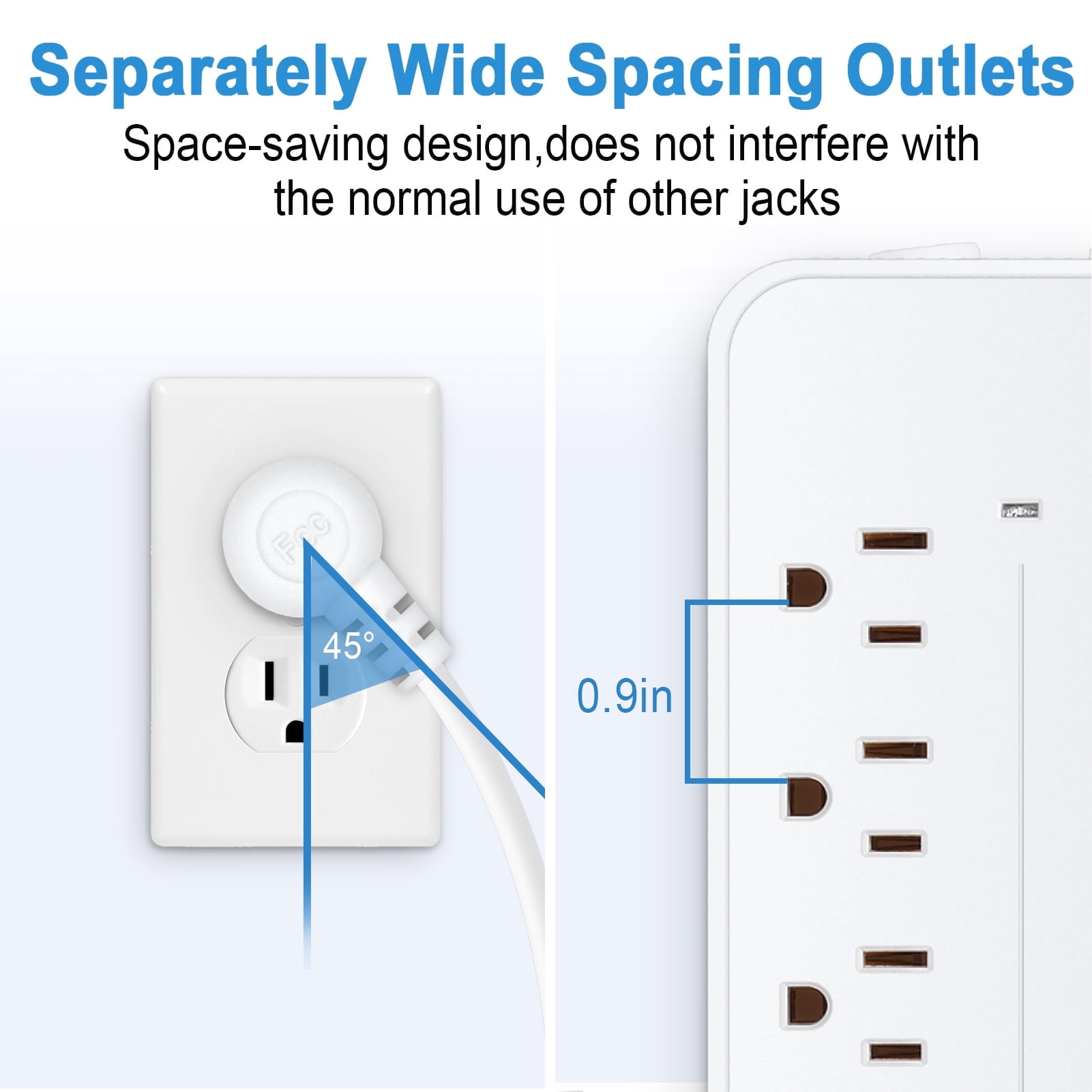 10ft Cord 4 USB Ports (1 USB C) Surge Protector Power Strip, Extension Cord for Home Office, ETL Listed, White