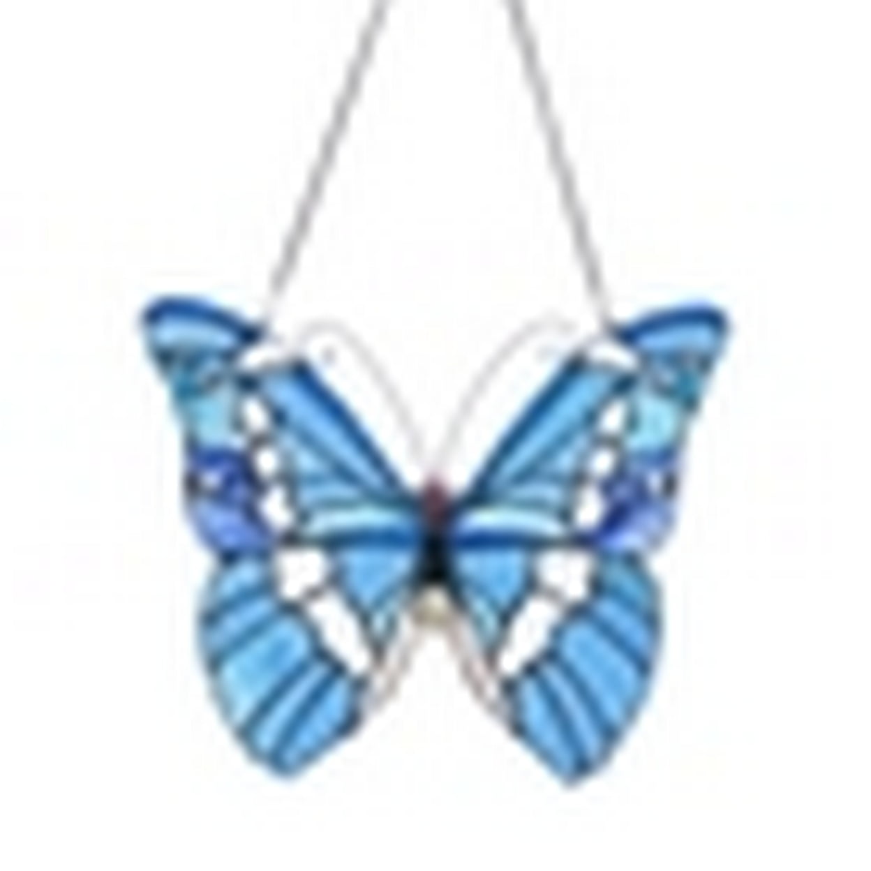 CHLOE Lighting SILVER-STUDDED Butterfly-Style Stained Glass Window Panel 14" Wide