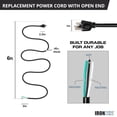 thumbnail image 5 of Iron Forge Cable 12 Gauge Power Cord Replacement - 6ft,15 Amp Black Heavy Duty, 12/3 SJT 3 Prong Cable - for Appliances & Power Tools, NEMA 5-15P, 5 of 7