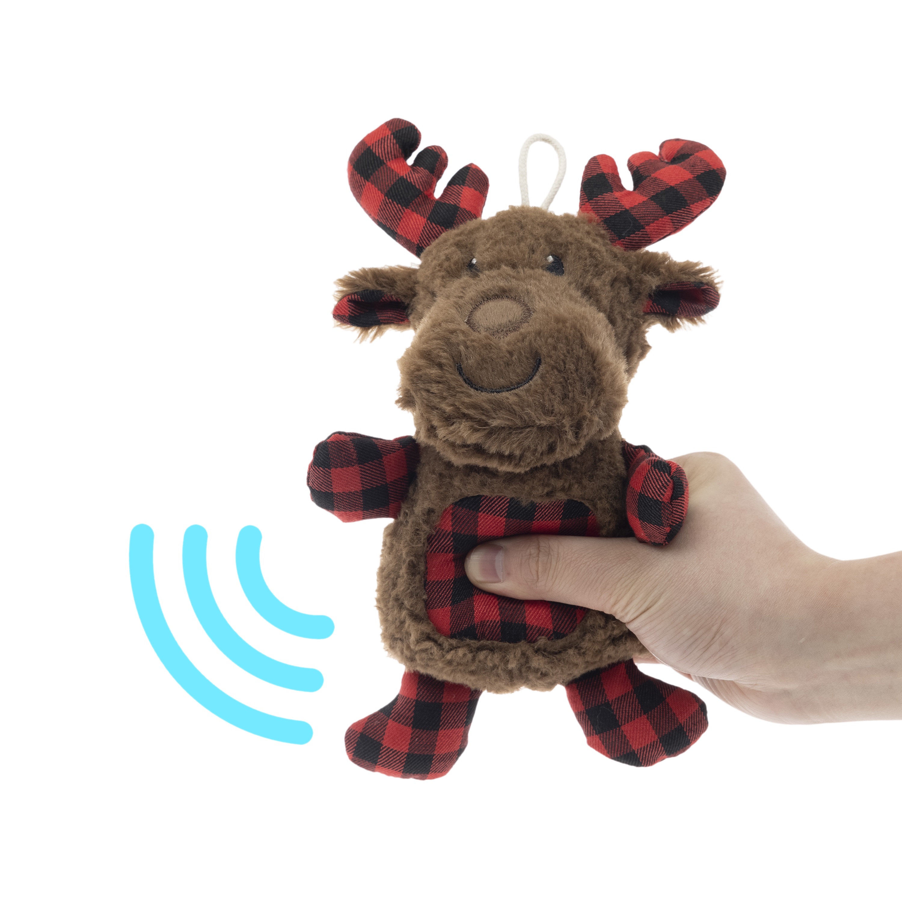 Vibrant Life 7.5-inch Stuffed Plush Christmas Reindeer Buffalo Dog Toy