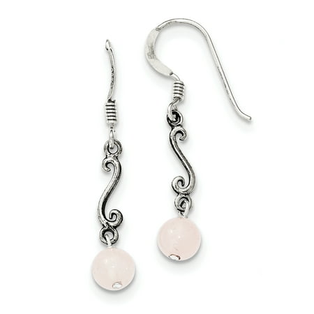 Primal Silver Sterling Silver Rose Quartz Antiqued Dangle Earrings