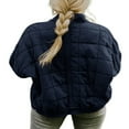 thumbnail image 3 of Women Stand Collar Quilted Jackets Long Sleeve Solid Color Full Zip Padded Jackets, 3 of 5