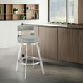 thumbnail image 4 of Lynof Swivel Counter Stool in Brushed Stainless Steel with Light Gray Faux Leather, 4 of 10