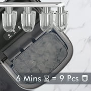 Havato Countertop Ice Maker, 9 Bullet Ice Cubes in 6 Mins, 26lbs/24H, w/ Scoop & Basket, Matte Black