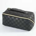 thumbnail image 1 of Bolsa de maquillaje de viaje, bolsa de maquillaje portátil de gran apertura que se abre completamente para un fácil acceso, bolsa de artículos de tocador, bolsa de maquillaje de cuero de PU, 1 of 5