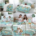 thumbnail image 5 of Cute Teal Bedding Duvet Cover Set Full Size 4 Pieces Cartoon Animal Map Bird Bear Octopus Bunny Whale Bedding Set with Zipper Closure, 1 Comforter Cover 86x86 Inches 1 Flat Sheet & 2 Pillow Cases, 5 of 7