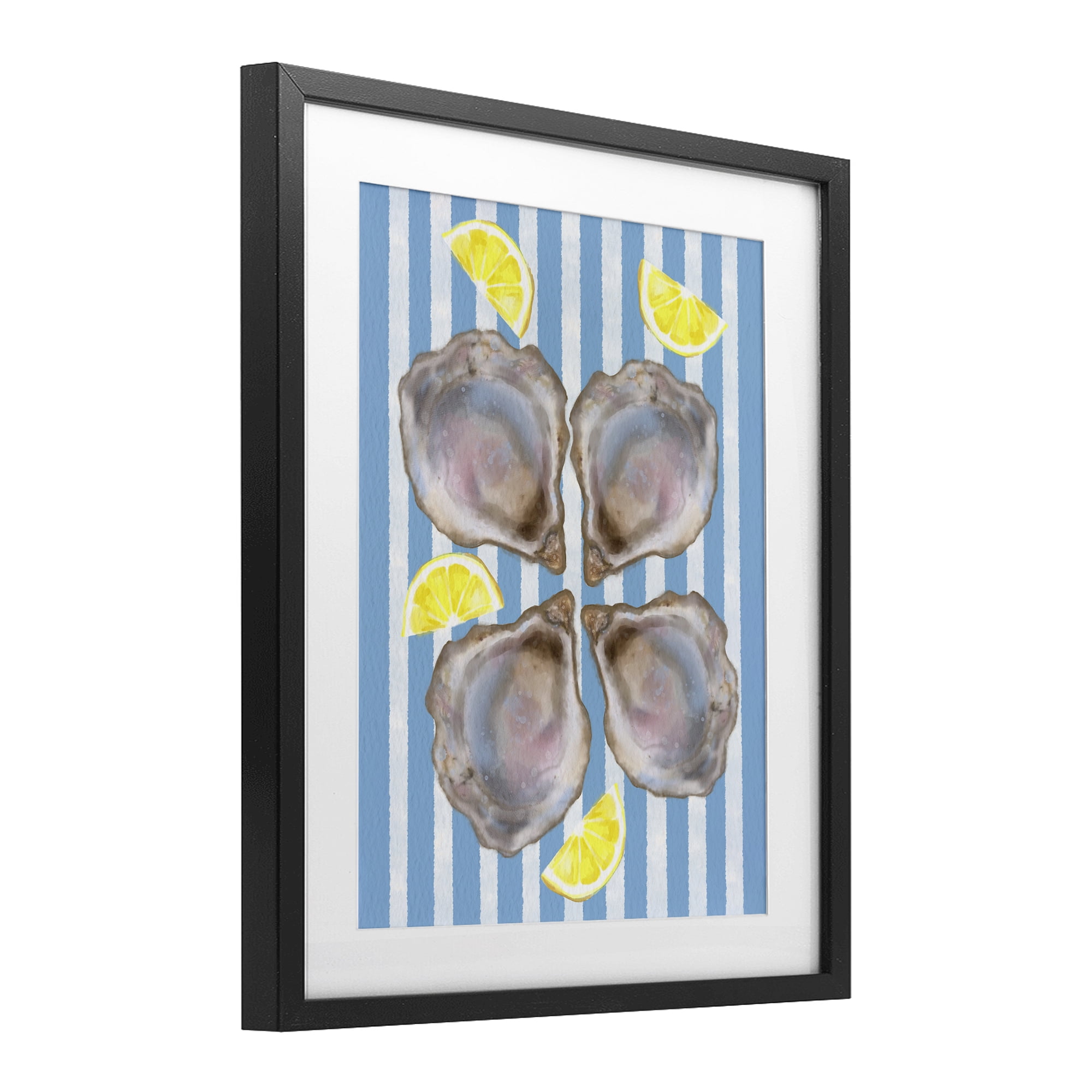 Stupell Industries Blue Stripe Oysters Black Framed Print Under Glass, design by Matthew Piotrowicz