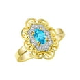 thumbnail image 6 of Rylos 14K Yellow Gold Floral Designer Ring with 6x4 MM Oval Blue Topaz & Sparkling Diamonds - Birthstone Jewelry for Women -Size 9, 6 of 7