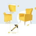 thumbnail image 6 of Velvet Accent Chairs with Arms, Modern Upholstered Wingback Vanity Chair with Metal Legs and Armrests, Mid-Back Single Sofa for Living Room Bedroom Apartments, Yellow, 6 of 7