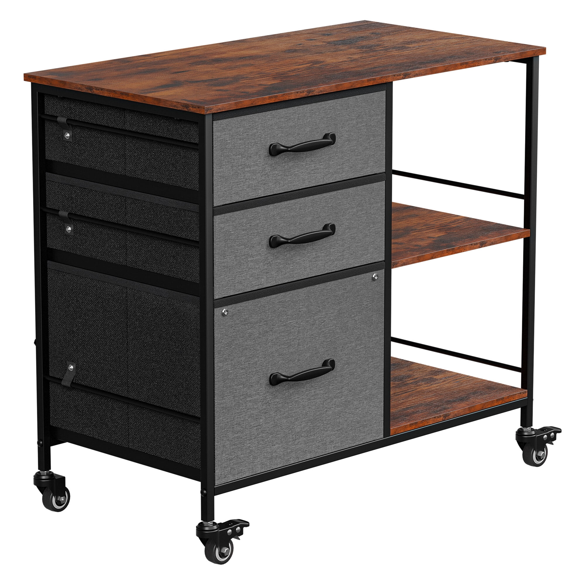 ZENSTYLE Storage Shelf 3 Drawer Rolling Stand Mobile File Cabinet for Home Office, Gray