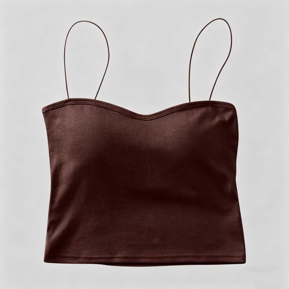 Mifsaly Camisole with Built in Bra for Women Square Neck Spaghetti Strap Cami Shirts Seamless Lightweight Slim Fit Layering Tank Tops Coffee,Free Size