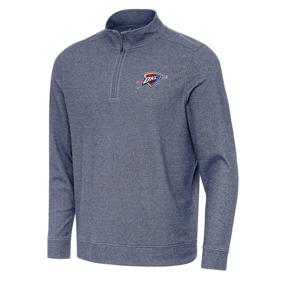 Men's Antigua Heather Navy Oklahoma City Thunder Subtle Quarter-Zip Sweatshirt