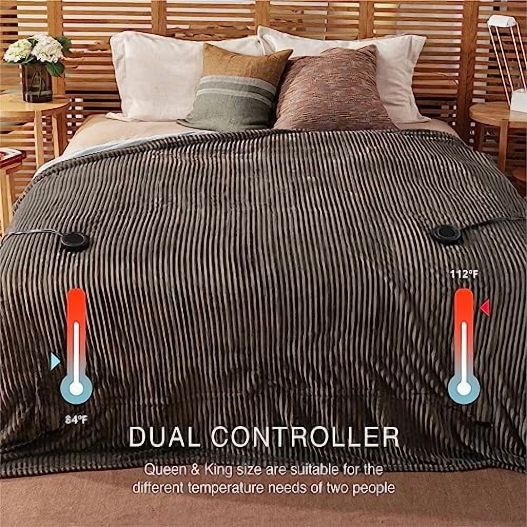 Heated Blanket King Size 100"x90",ETL Certification-6 Heating Levels Electric Blanket&1-10 Hour Auto Off,Heating Blanket with Dual Controller (Grey)
