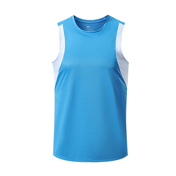 Sngxgn Mens Sleeveless Tank Tops Workout Cut Off Shirts Gym T Shirts(Blue,L)