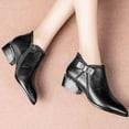 thumbnail image 5 of BRGZLK Pointed Toe Ankle Booties for Women Solid Color PU Leather Comfortable Low Heel Side Zipper Slip-On Chic Daily Short Boots for Work Casual 2026 Black 36, 5 of 9