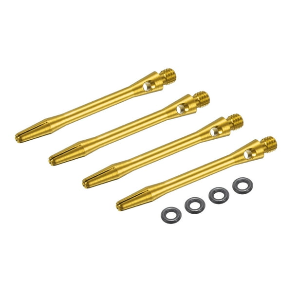 Ejes de dardos de aluminio Uxcell, accesorios de reemplazo con roscas 2BA y anillos de goma para puntas de acero, amarillos de 45 mm