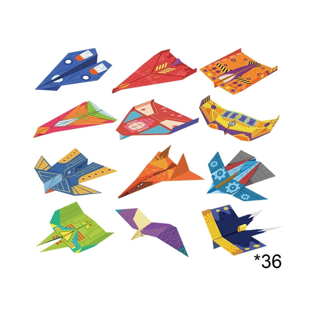 ICQOVD Paper Airplane Origami Kit Colorful Folding Paper Craft Set