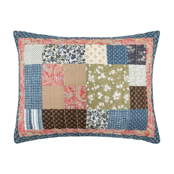Greenland Home Shiloh Traditional Calico Patchwork Print Pillow Sham, Standard