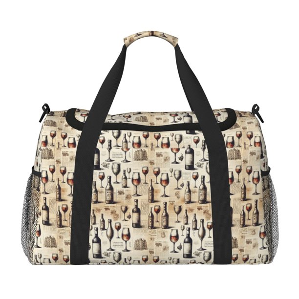 Disketp Wine 1 Bolsa de Viaje Tipo Duffle, Bolso de Mano para Fin de Semana para Mujer, Bolsa de Gimnasio Ligera para Hombre, Esencial para Viajes