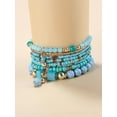 thumbnail image 2 of Hotian 8pcs Multilayer Boho Beaded Bracelet Jewelry Set for Women and Men, Turquoise, 2 of 3