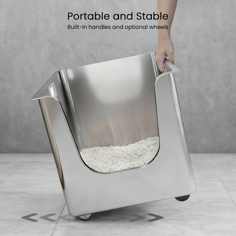 Ptlom Large Stainless Steel Cat Litter Box, 11.8 Inch High photo 3