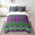 thumbnail image 2 of Manfei Southwestern Aztec Geometric 7-Piece Twin Bedding Sets,Rustic Western bohemian Bedding Comforter Set,Green Purple Sheet Sets For Adult,Microfiber Bedroom Decor Reversible, 2 of 8