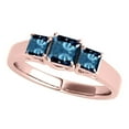 thumbnail image 1 of 1 Carats Blue Princess Cut Brilliant Diamond Ring 10K Solid Rose Gold, 1 of 3