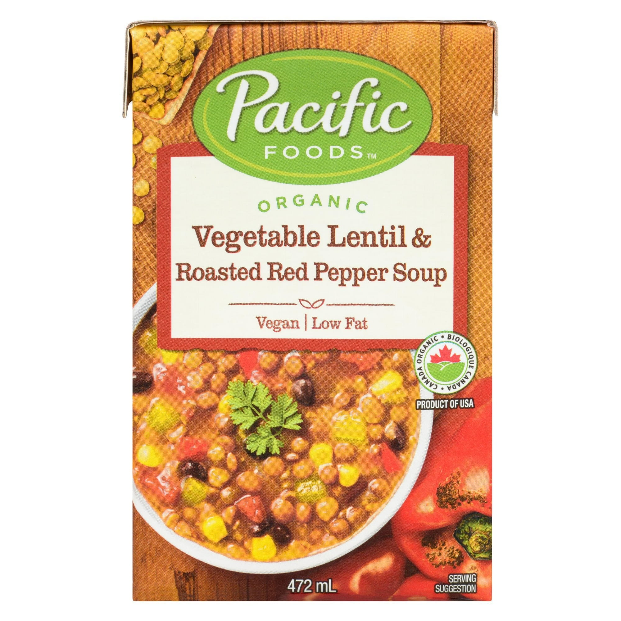 Pacific Foods Soupe Legumes Lentilles Poivrons Rouges