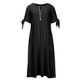 thumbnail image 6 of Homenesgenics Summer Dresses 2025 Fashion Women Spring Casual V-Neck Short Sleeve Button Long Dress for Holiday Black XXL, 6 of 6