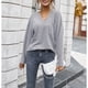 thumbnail image 4 of Suéter De Invierno, Lavar A Máquina Blusa De Mujer Cuello En V Transpirable Color Puro Con Bolsillo Para Oficina ANGGREK Otros, 4 of 8