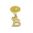 thumbnail image 3 of Stone Stud Tilted Crown Initial B Pendant w/ Gold-Tone Necklace - 3mm 18" Rope Chain, 3 of 4