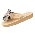 thumbnail image 5 of Rokment Women's Beach Platform Flip Flops Bohemian Flower Lace Bow Memory Foam Dress Slip on Sandals Bride Wedding Casual Flat Thongs Slides Summer Slippers Light Pink Size 6.5, 5 of 6