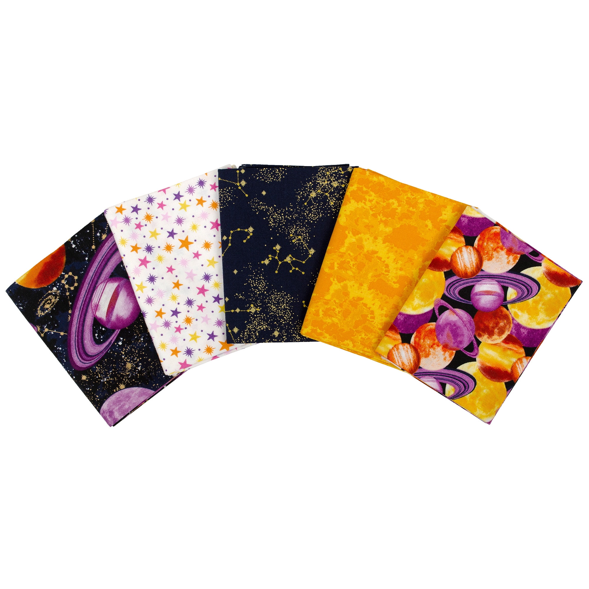 (3 pack) Create It 18" x 21" Cotton Galaxy Precut Sewing & Craft Fabric Bundle, Multicolor 5 Piece