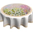 thumbnail image 2 of Watercolor Daisy Floral Round Tablecloth 60 Inch Summer Pink Flower Table Cloth Dust-Proof Washable Colorful Wildflowers Table Cover for Outdoor Indoor Picnic Party Home Decor, 2 of 6