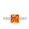 thumbnail image 4 of Solitaire Lab Grown Orange Sapphire Ring with Moissanite - 2 Carat Princess Cut Sapphire Ring, 10K White Gold, US 13.00, 4 of 8